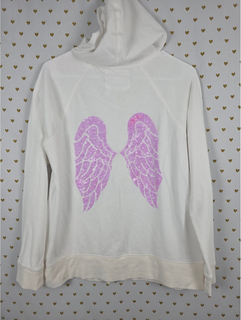 Victorias Secret ANGELS Bling WIngs Purple White Full Zip Hoodie Jacket